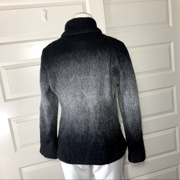Marc Cain Knit Cardigan Jacket Sz 8 Black Gray Mohair Blend Full Zip Sweater - Picture 13 of 14